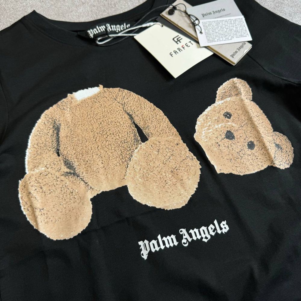 PALM ANGELS 2024 Женская футболка черная серая люкс лето s-xxl мишка