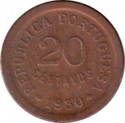 Moeda de 20 centavos - Cabo Verde de 1930