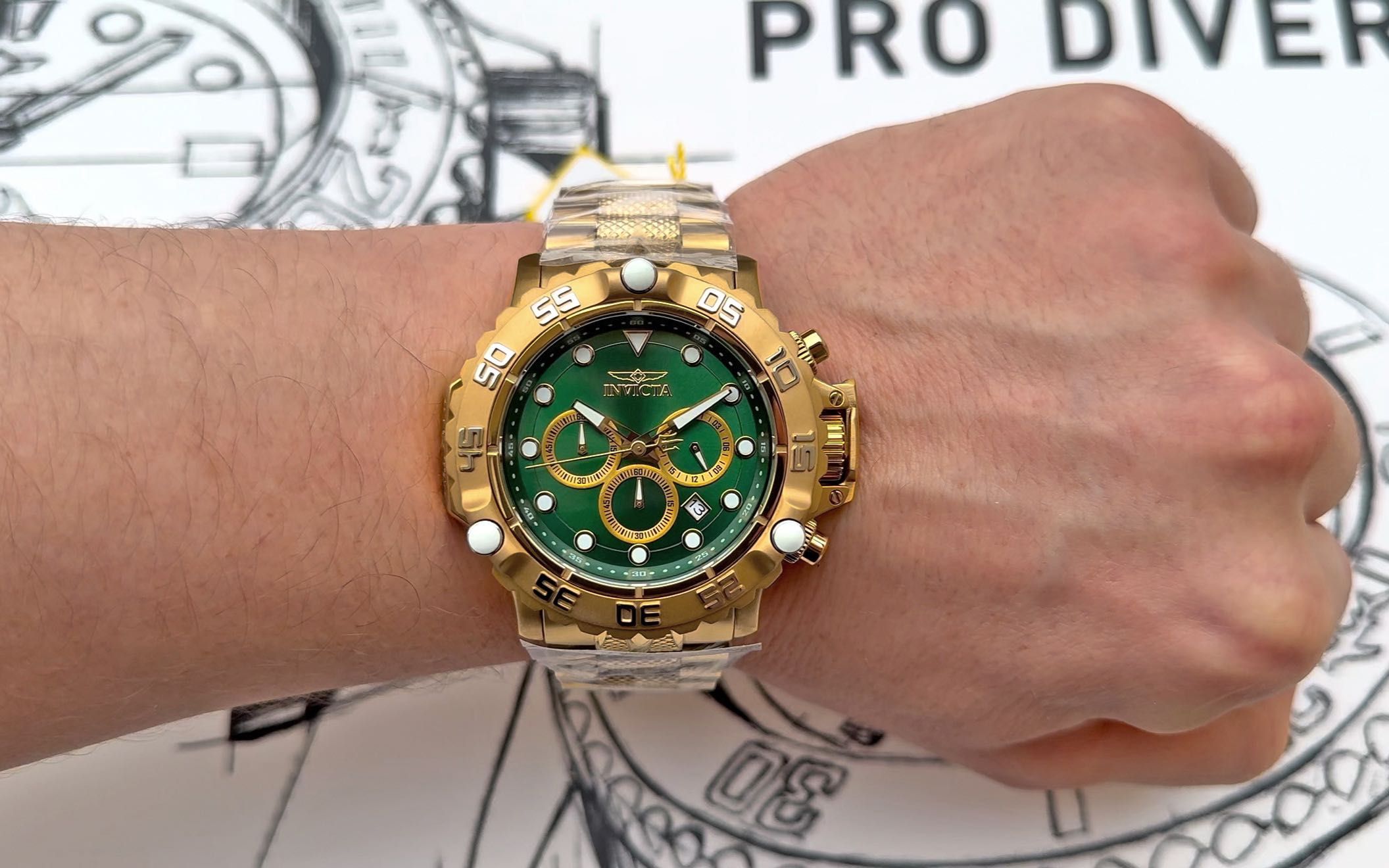 Мужские часы Invicta 47185 Subaqua POSEIDON Gold 50 mm. 100 MT.