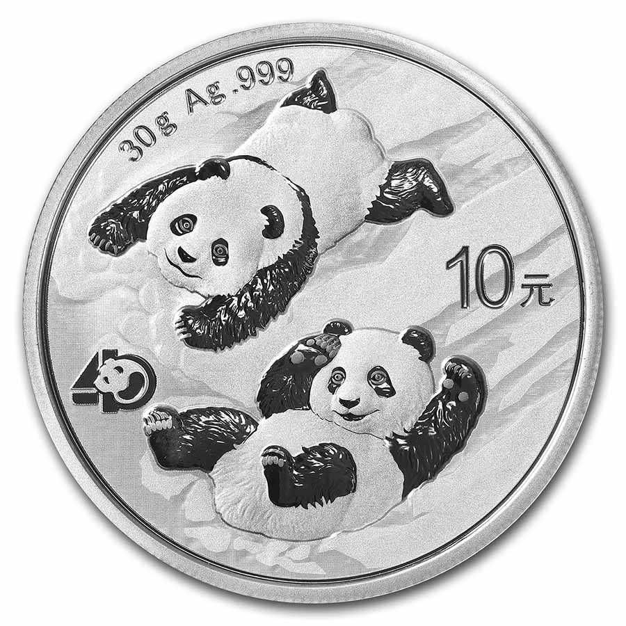 Серебряная монета Китайская Панда 2022г. 30 г Проба 999