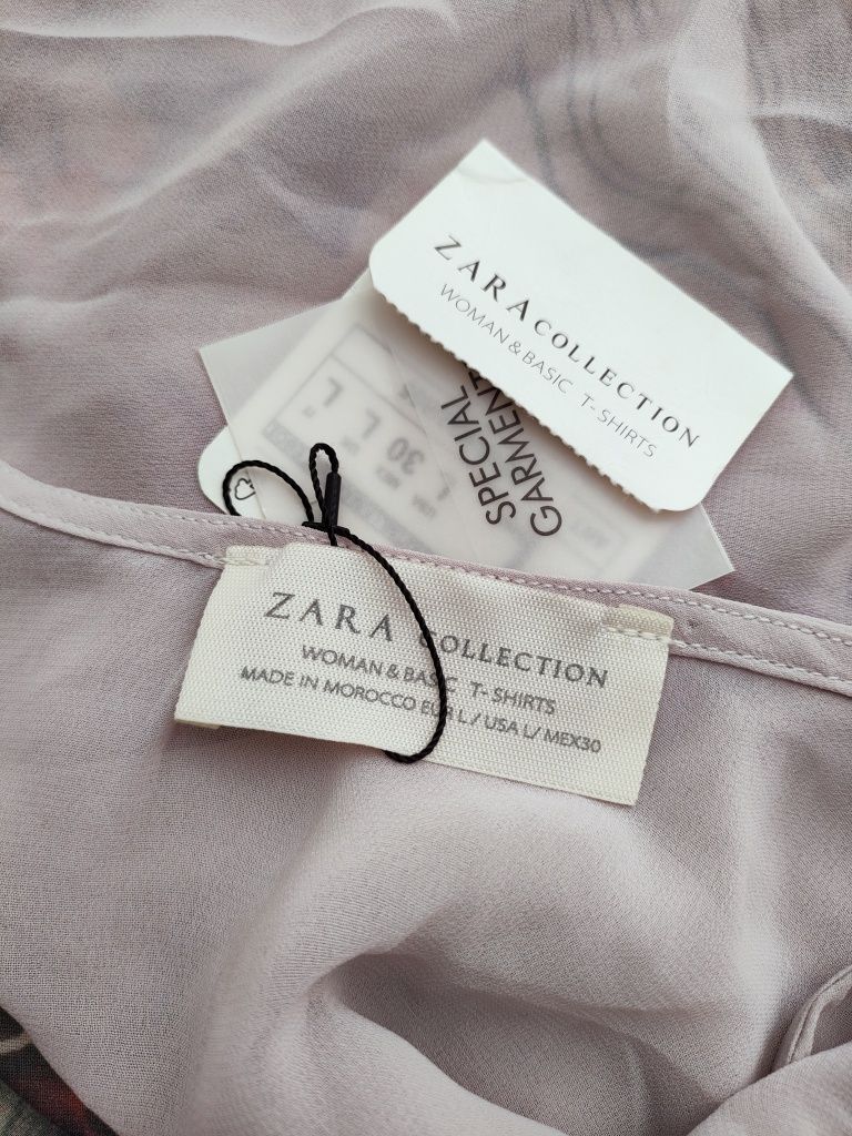 Zara nowa bluzka T-shirt tunika r. L z metką różowa