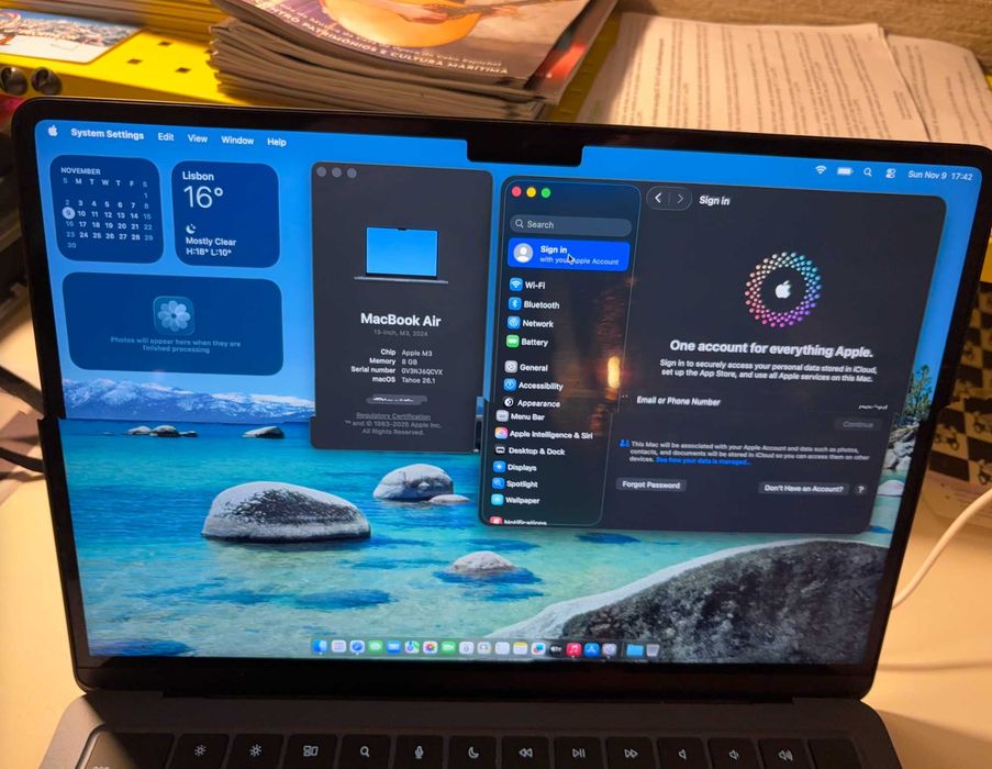 MacBook Air M3 2024 • 250GB • 8GB RAM • Seguro valido até 2027