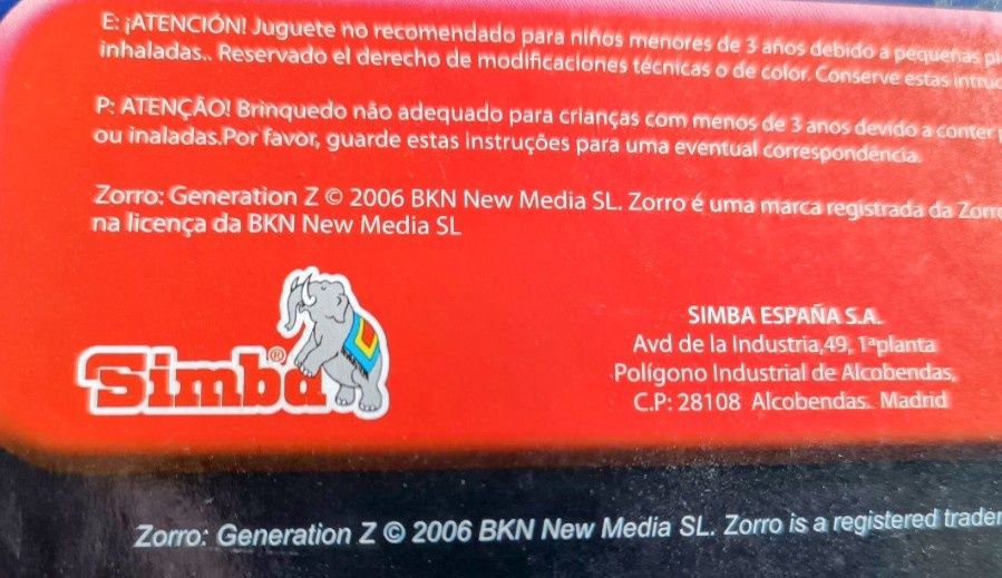 Figura muito rara Gulliver Zorro Generation Z Senhor Temível - 2006