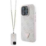 Etui Guess Leather Metal Logo Strass Crossbody na iPhone 16 Pro - różo