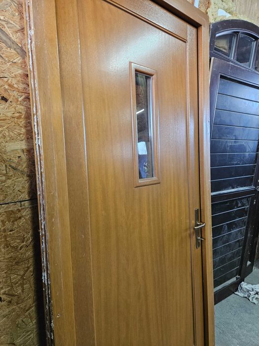 DRZWI Zewnętrzne Mahoniowe Drewniane Wejściowe 108x229cm