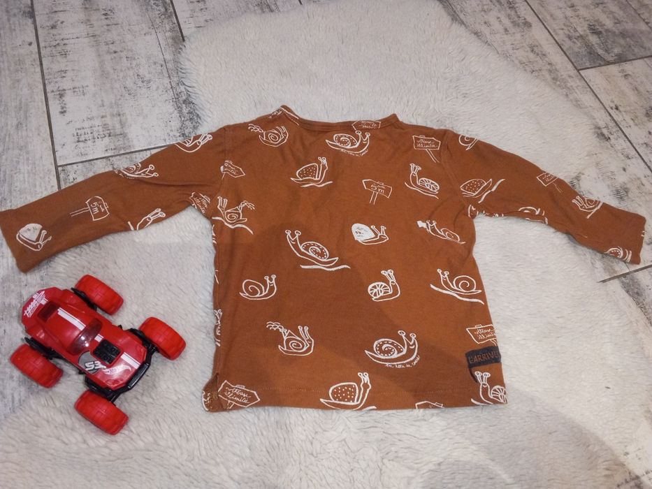 Zara BabyBoy Koszulka bluzka chłopięca chłopczyk ślimaki brązowa 92 gu