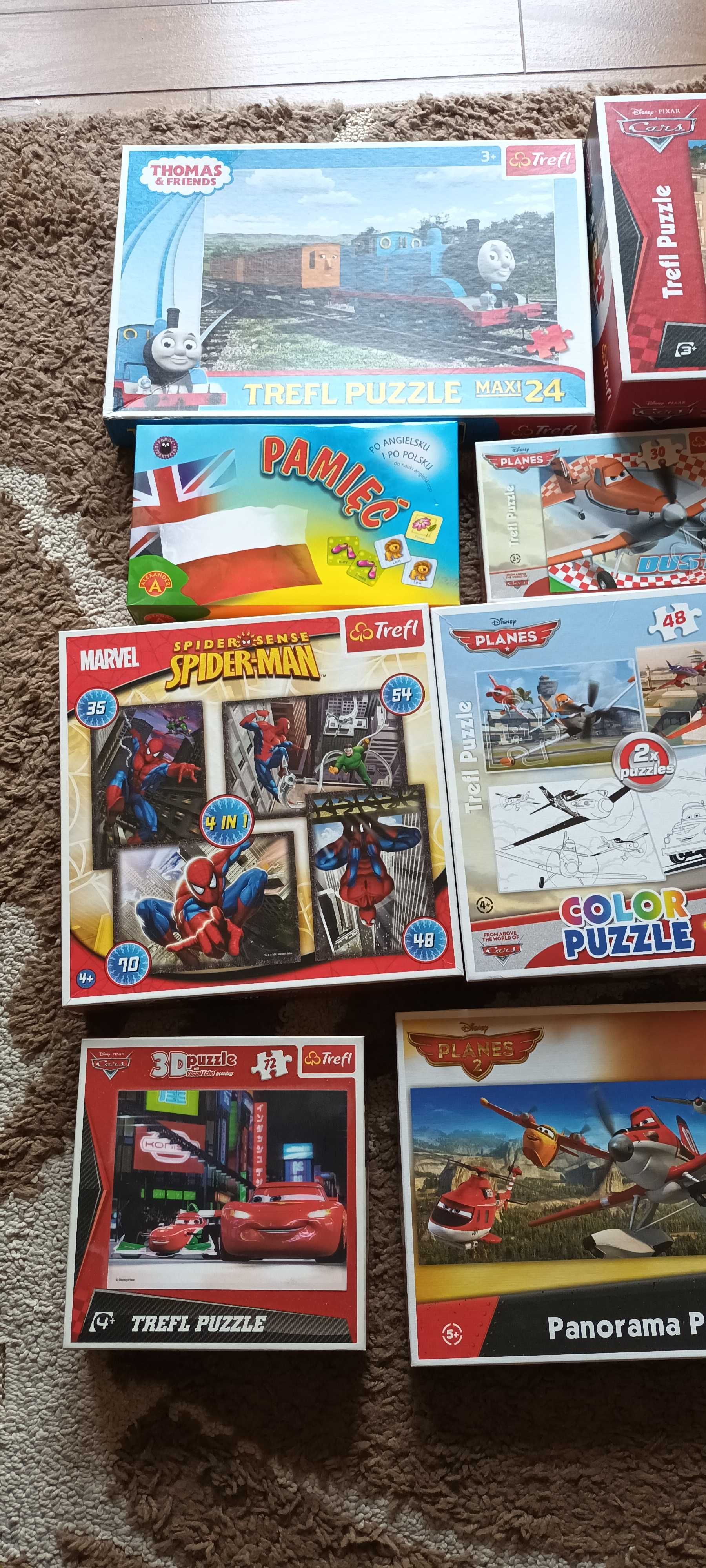 Puzzle zestaw dla dzieci 9 sztuk + 3 gry+ czapka z daszkiem  Auta