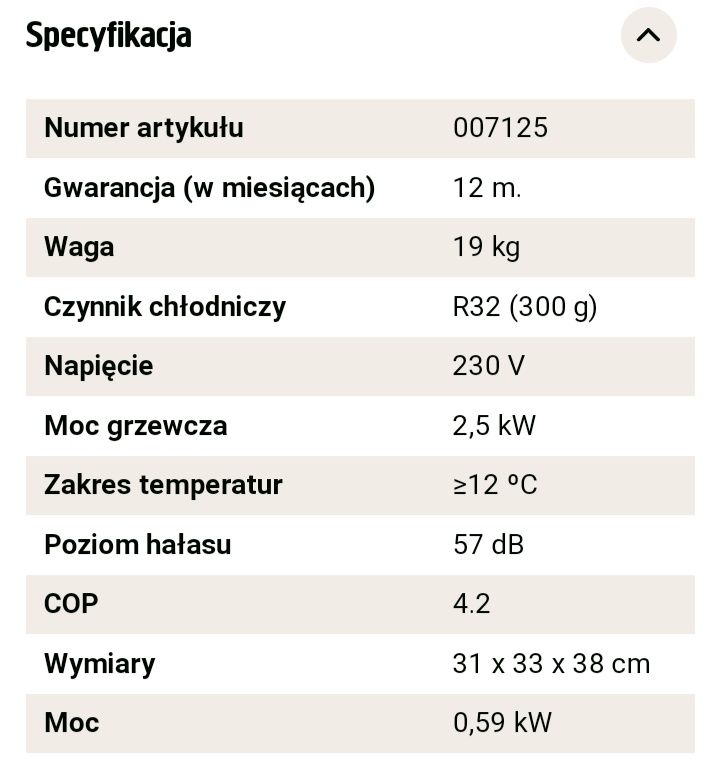 Podgrzewacz wody w basenie 2,5 KW pompa ciepła