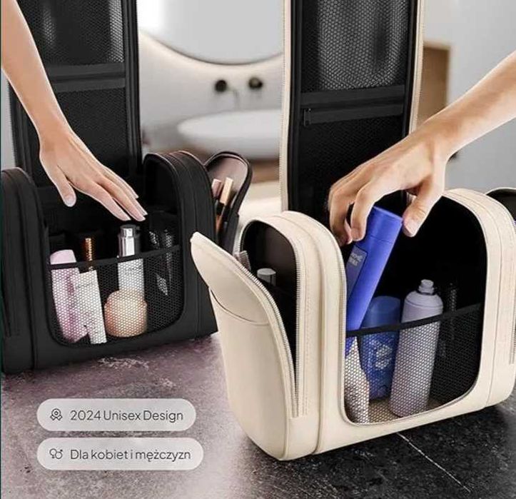 Pojemna, Podróżna Kosmetyczka Nowoczesny Design, do zawieszenia