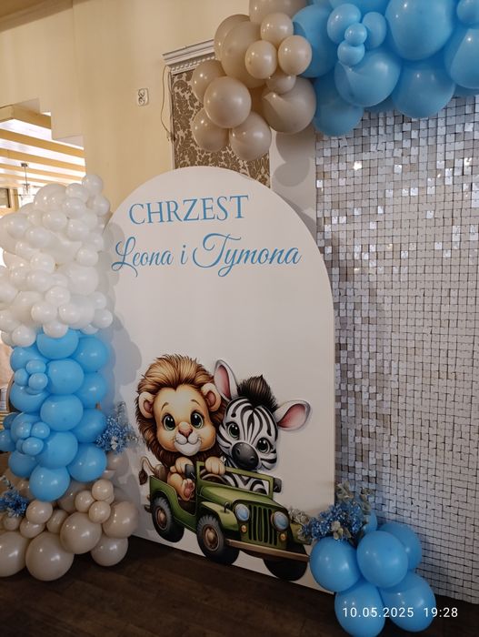 Ścianka balonowa tło do zdjęć 40 dekoracje 30 chrzciny urodziny 18
