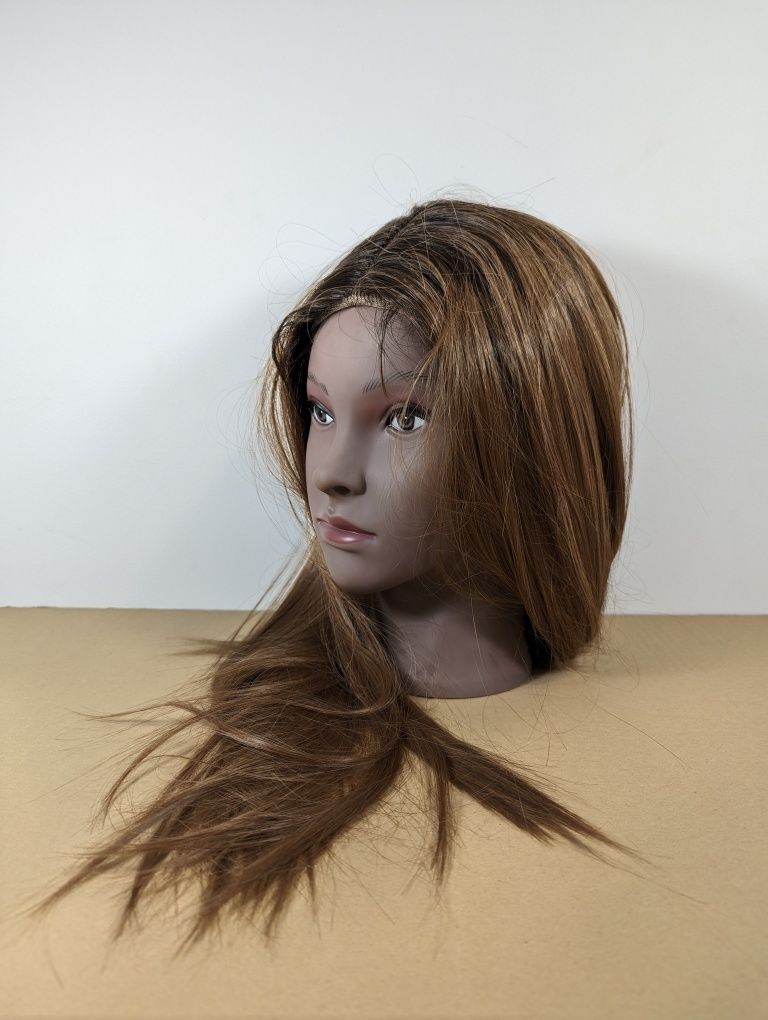 Peruka damska ombre front lace proste włosy jasny brąz ok. 50 cm
