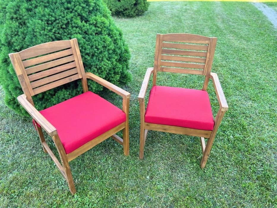 Krzesła z poduszkami drewno akacjowe zestaw 2 szt ogród różne wybór