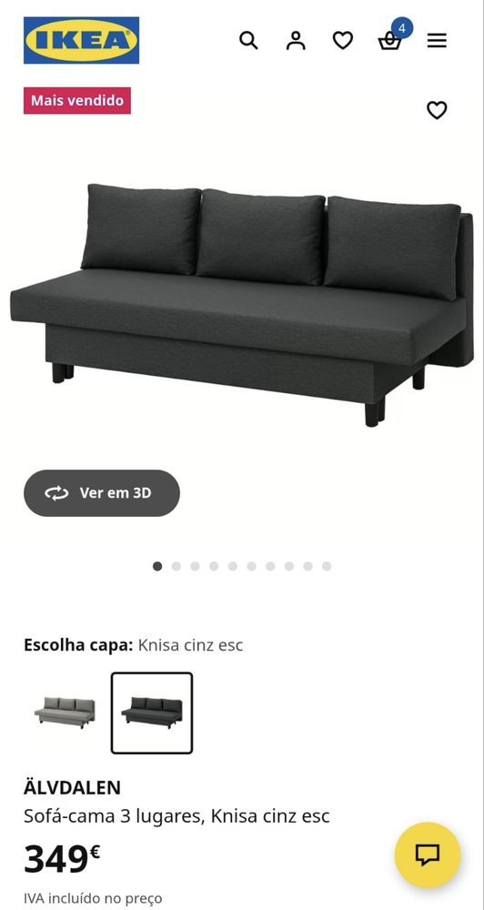 Sofá-cama 3 lugares Alvdalen Ikea