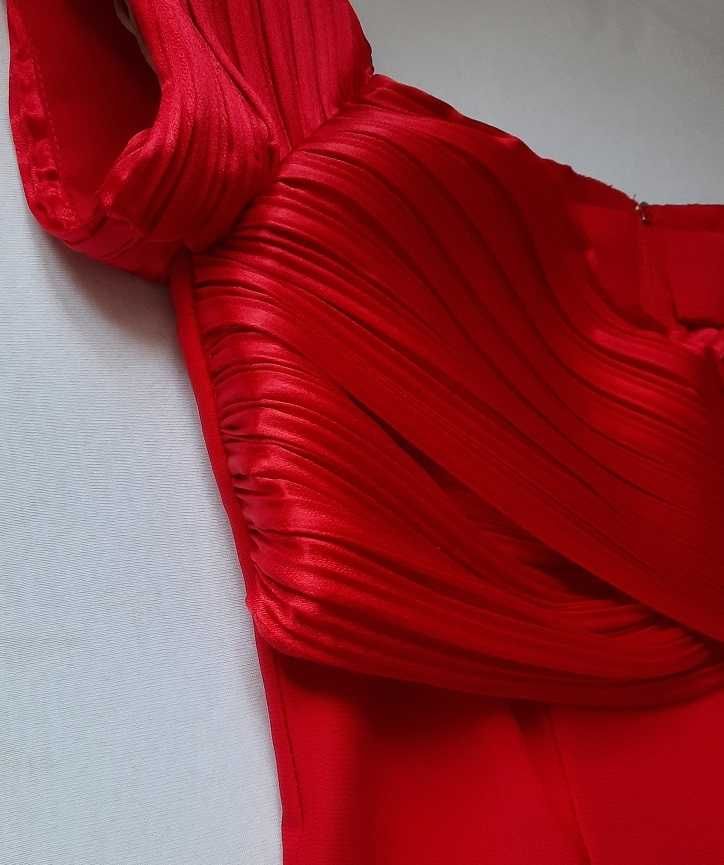 Tania Bryer Idealna Luksusowa suknia balowa wieczorowa czerwona 38