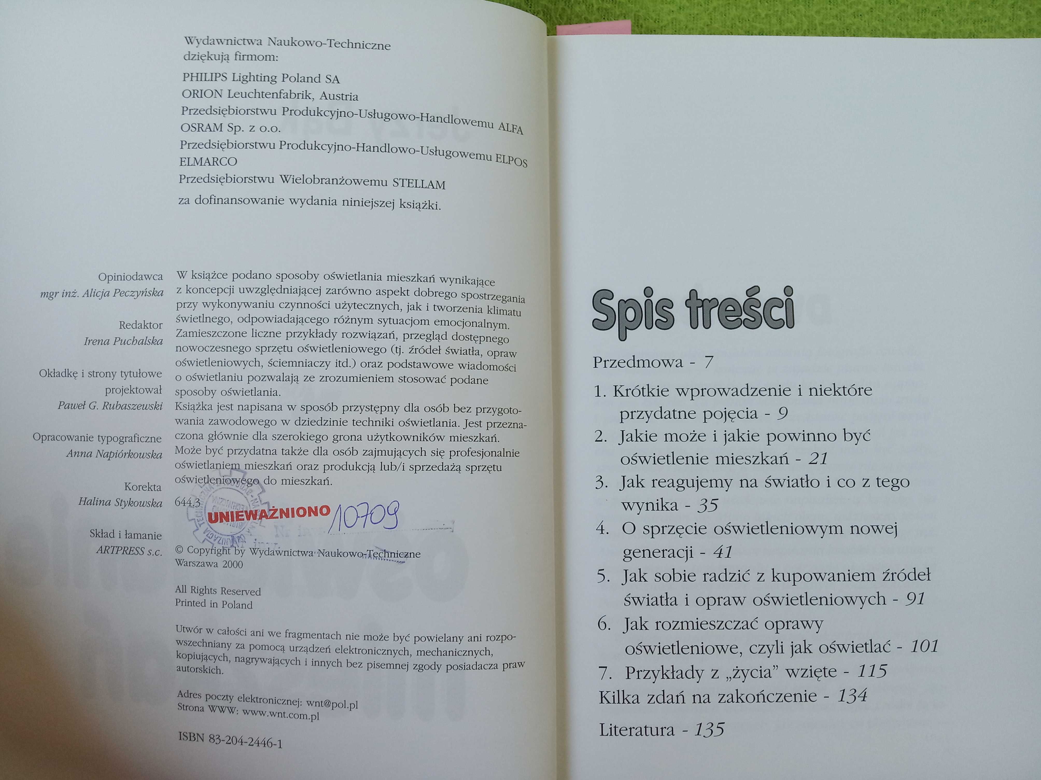 J. Bąk "Oświetlenie mieszkań" książka