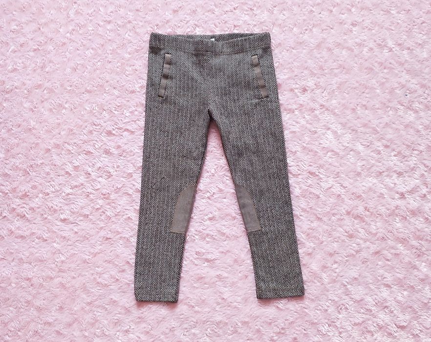 F&F Kids Tweedowe spodnie w jodełkę r.98