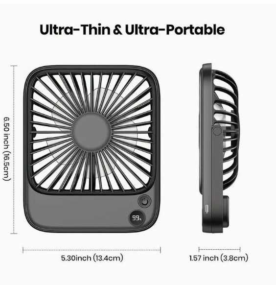 Настільний USB-вентилятор акумулятором 4600 мАг, працює більше 10год