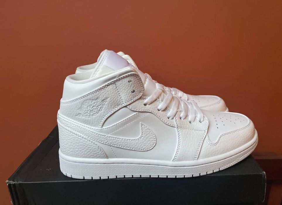 cale biale buty NIKE za kostkę jordany cale biale air jordan 1 NOWE