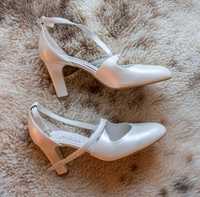 Nowe buty ślubne skórzane perłowe Kotyl