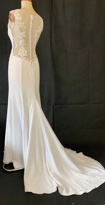Nowa Suknia Ślubna Ivory Kremowa M 38 Gładka Empire Syrena Glamour