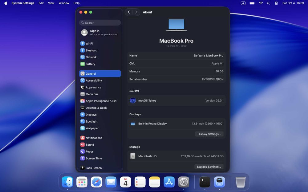 MacBook Pro 13'' 2020 M1 16GB/256GB Space Grey