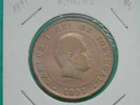 719 - Carlos I: 20 réis 1891 bronze, por 1,00