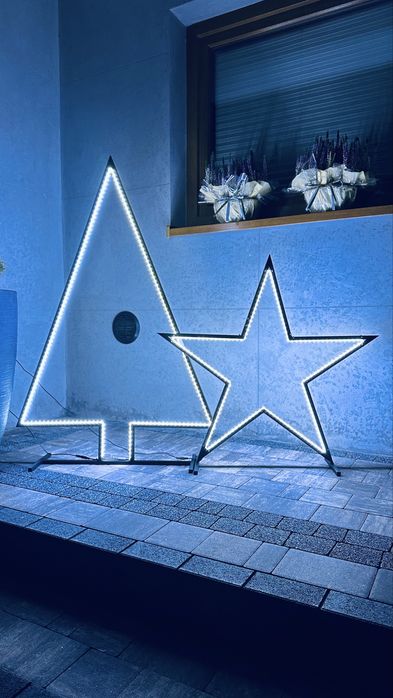 Dekoracja świąteczna metalowa loft choinka gwiazdka led