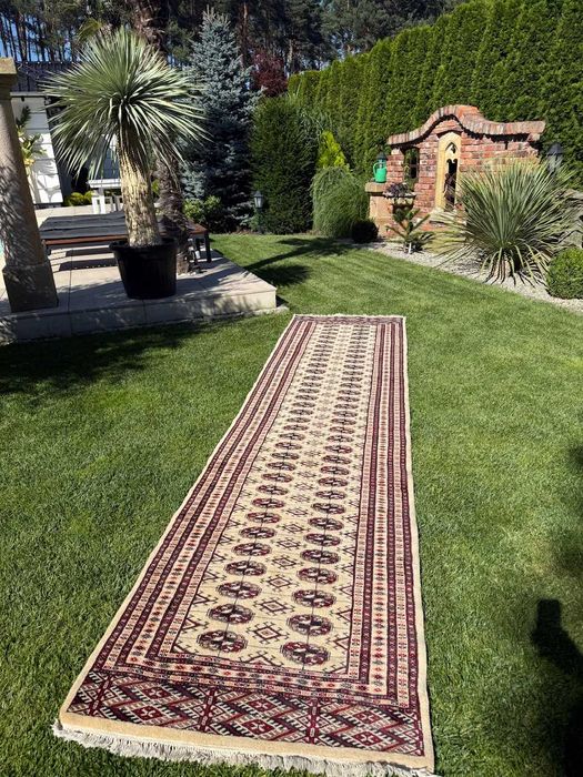 Chodnik Dywan kaszmirowy Pakistan Buchara ART DECO 385x96 galeria10tyś