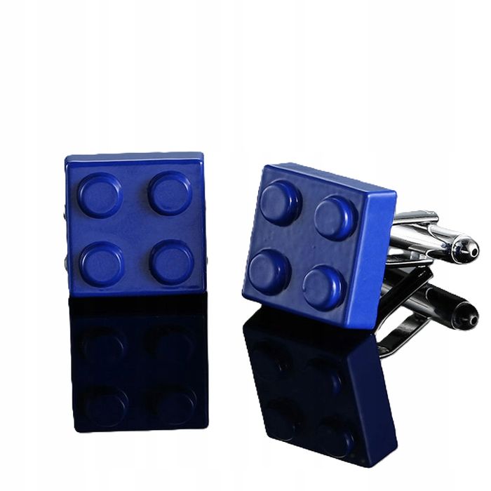 spinki do mankietów wzór klocek niebieski