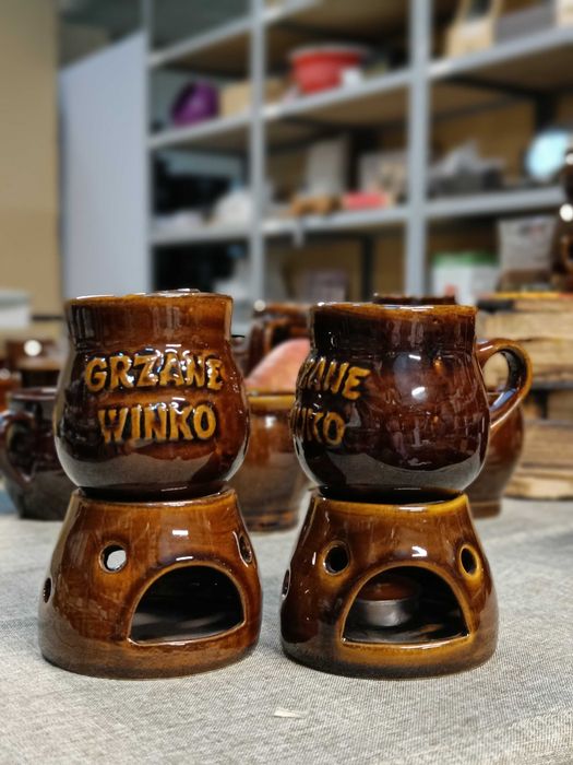 Kubki ceramiczne do grzańca / grzanego wina z podgrzewaczem - OUTLET