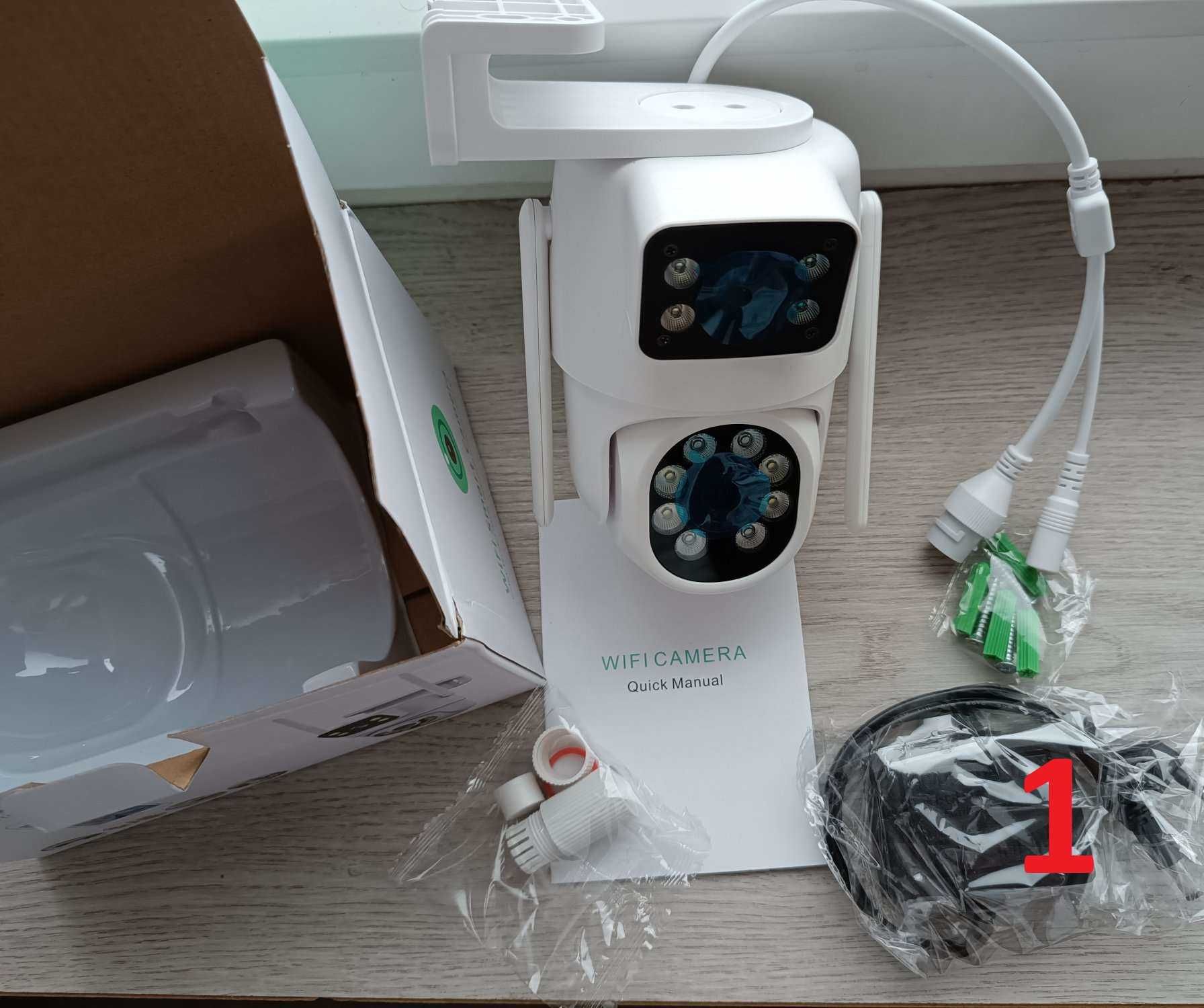 Boavision Двойная уличная WiFi камера 8 МП (4+4), PTZ, iCSee НОВАЯ