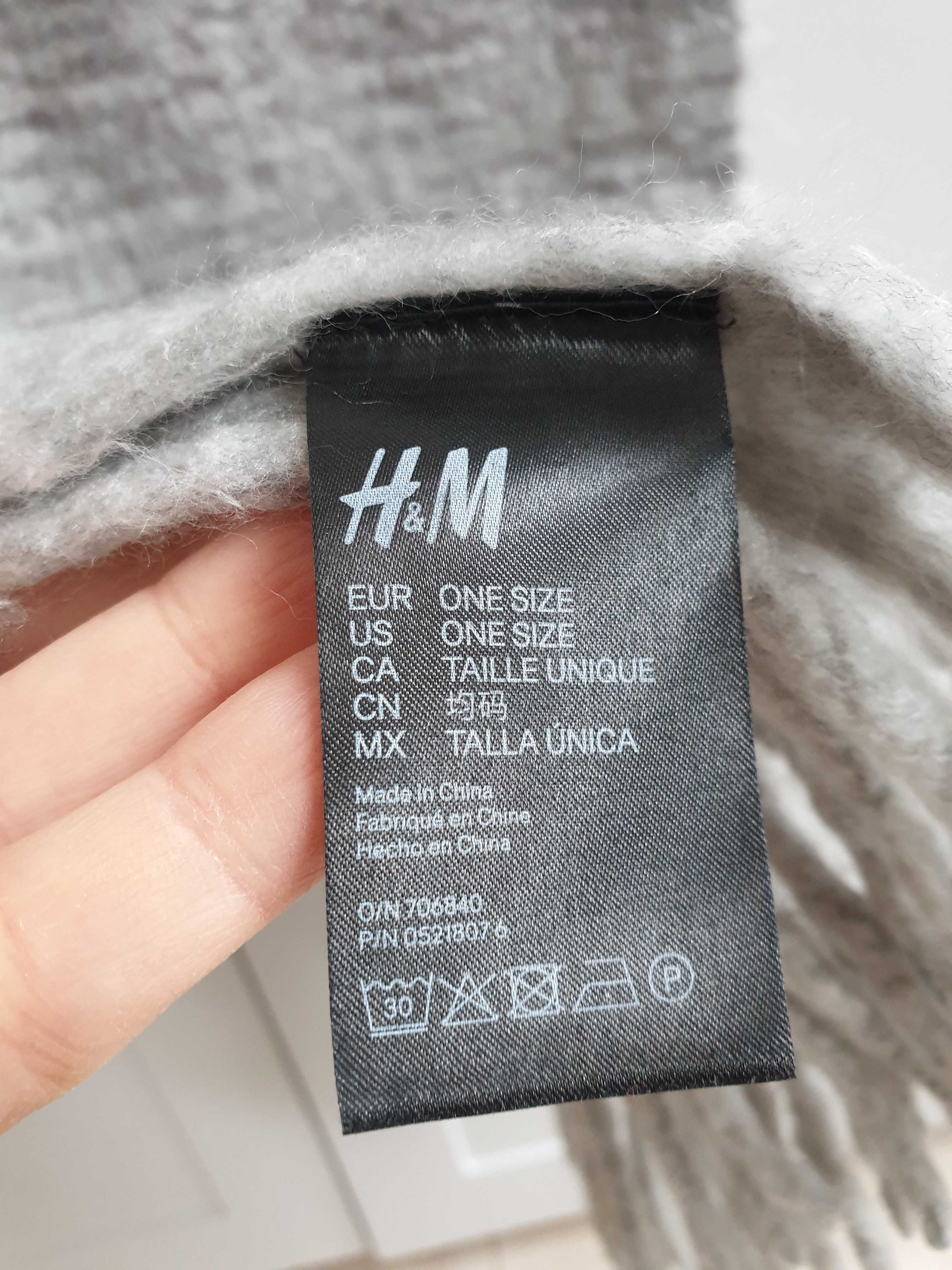 Szary cieniowany ombre szalik szal duży mięsisty H&M 200 cm