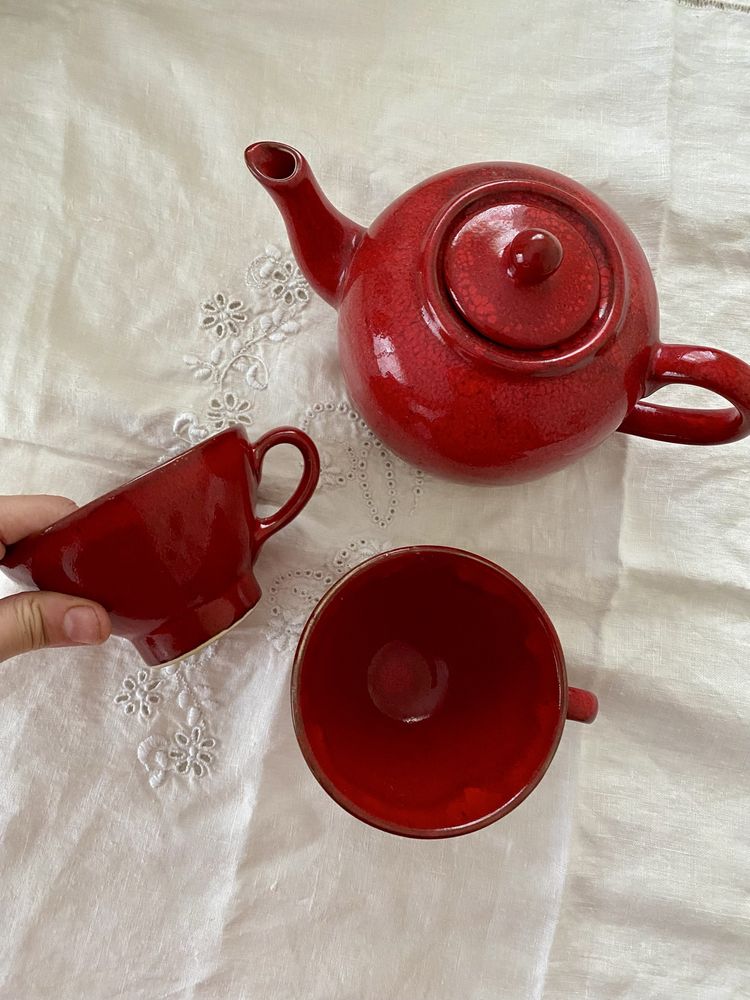 Conjunto de chá vermelho