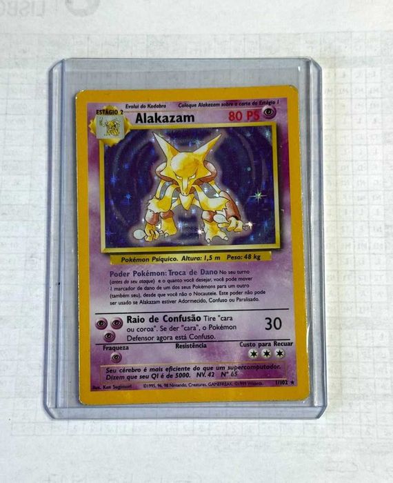 Alakazam Holo 1/102 Raro Carta Original Pokémon TCG - Base Set - PT