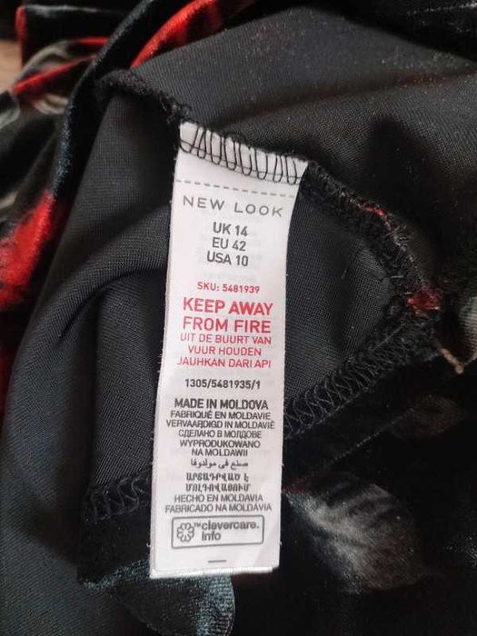 Welurowa sukienka kwiaty róże New Look L/XL