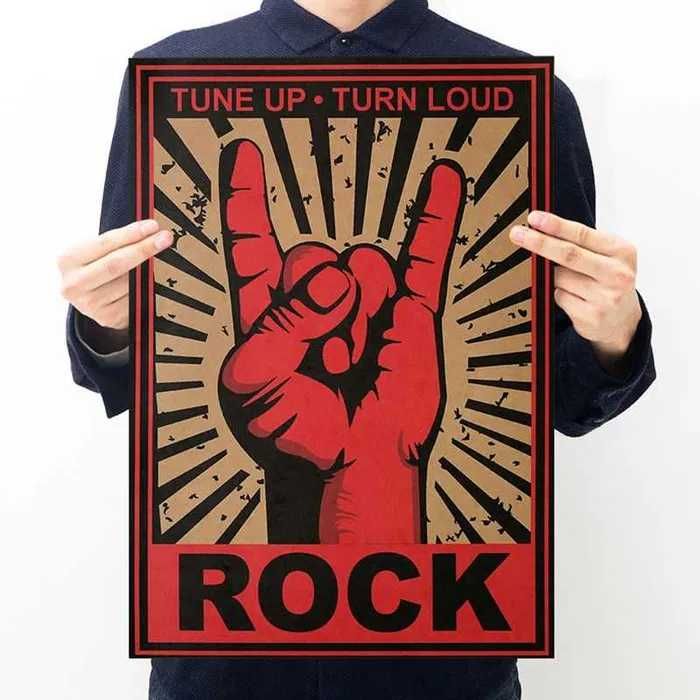 Плакат постер на крафтовой бумаге выполненный в стиле рок-жеста