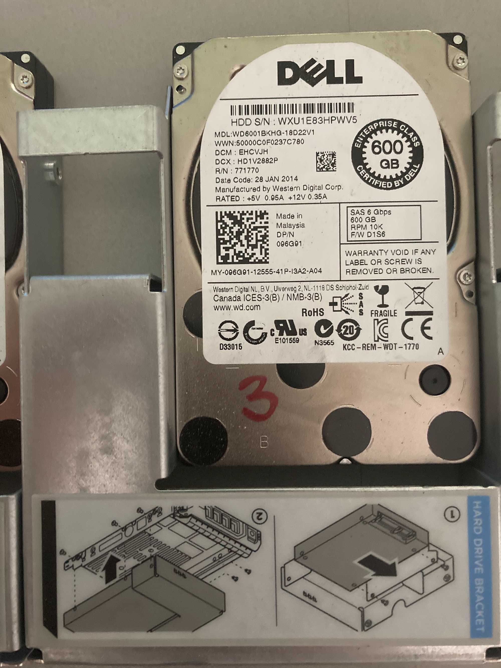 Dyski twarde DELL SAS 600GB - 3 sztuki