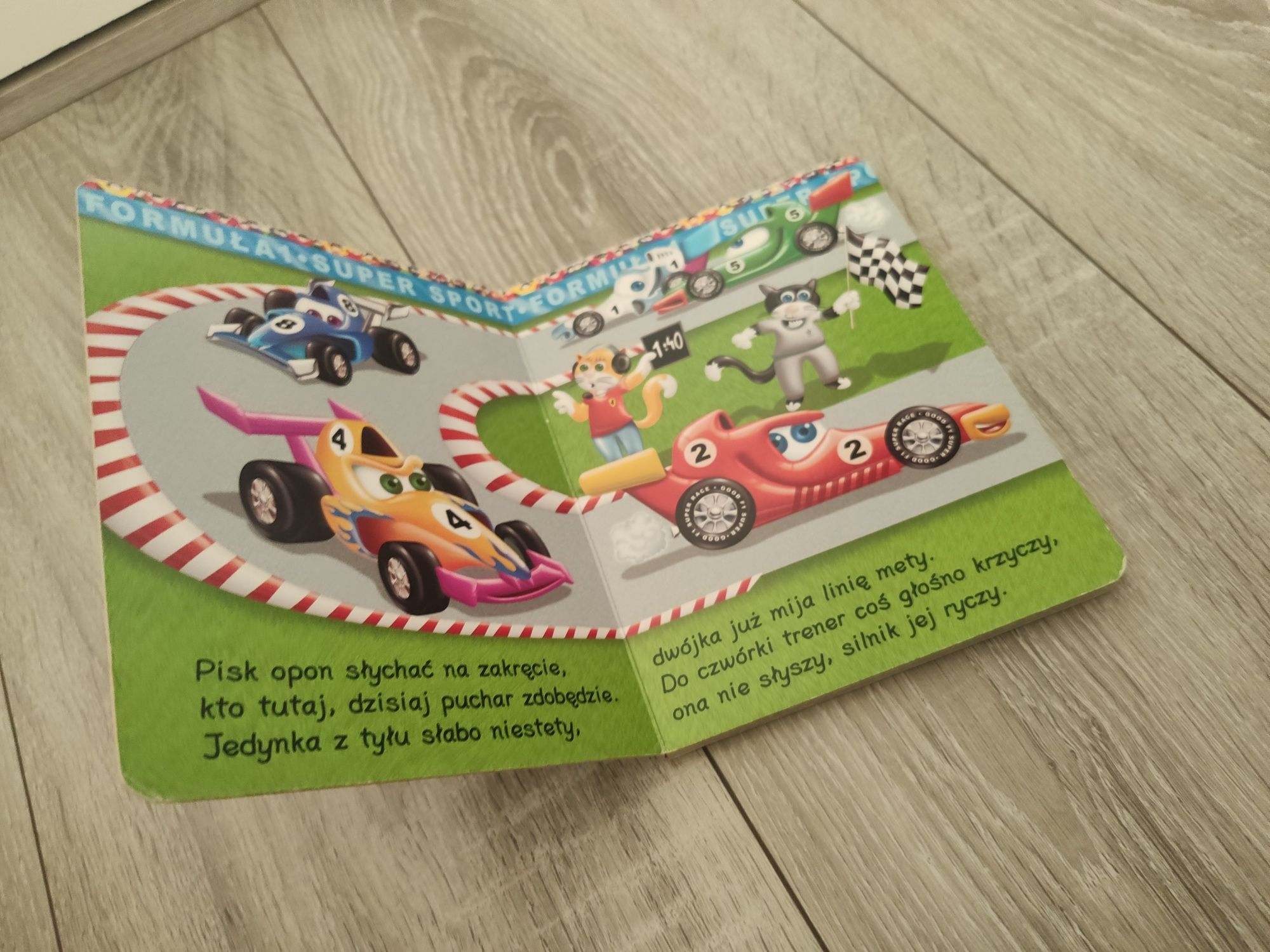 Pojazdy wyścigowe małe baje książeczka dla dzieci
