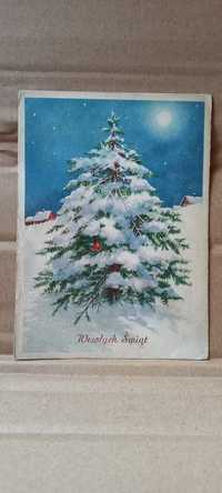 Pocztówka Wesołych Świąt sprzed 1939 lub 1945 roku kartka pocztowa