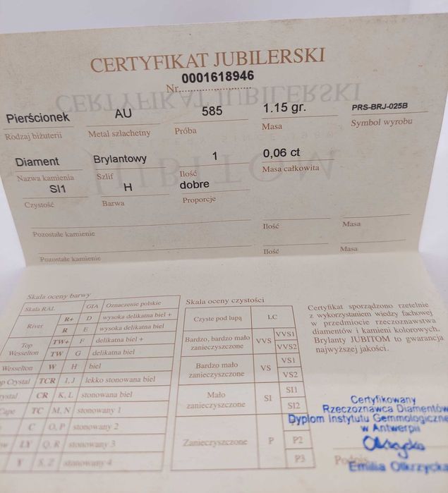 Pierścionek złoty z brylantem Jubitom 585 NA ZARĘCZYNY / Cz-wa