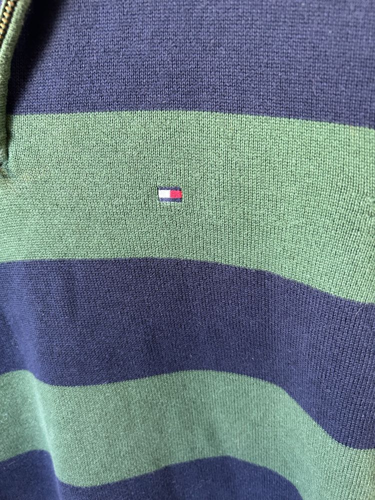 Sweter S Tommy Hilfiger męski zamek 100% bawełna w paski