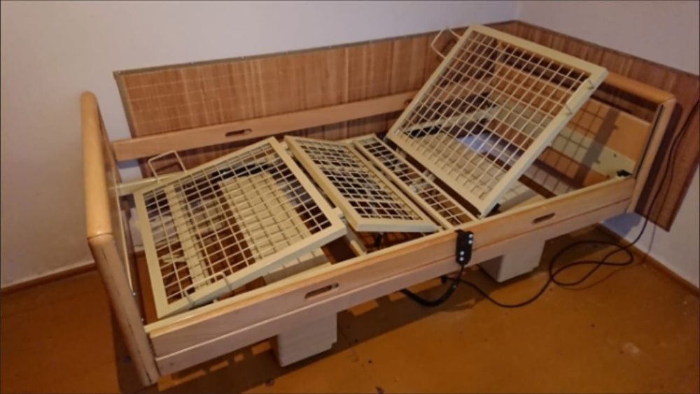 drewniano-stalowe domowe łóżko rehabilitacyjne, elektryczne
