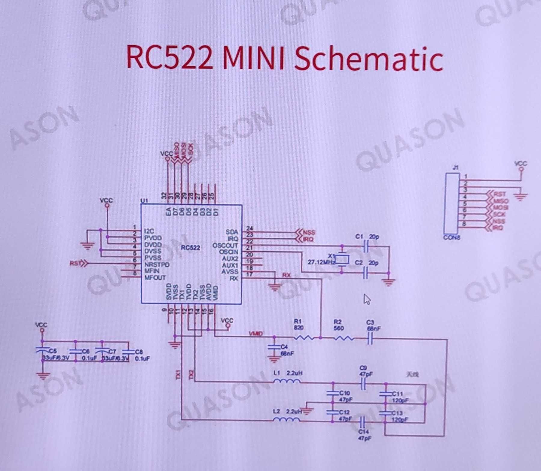 Модуль MINI RFID RC522 S50 13.56 Mhz 6cm