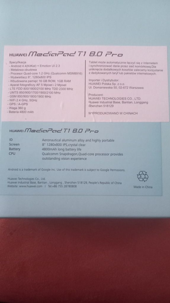 Tablet Huawei T.i 8,0 pro