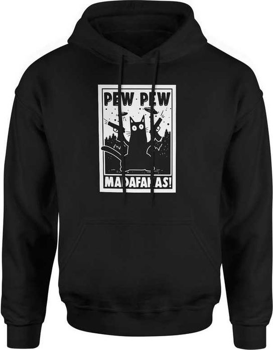 Bluza męska z kapturem Kot pew pew Madafaka nowa rozm. M