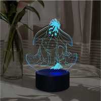 Lampka nocna 3D LED RGB Na biurko + Lampka Mini - Osiołek Kłapouchy