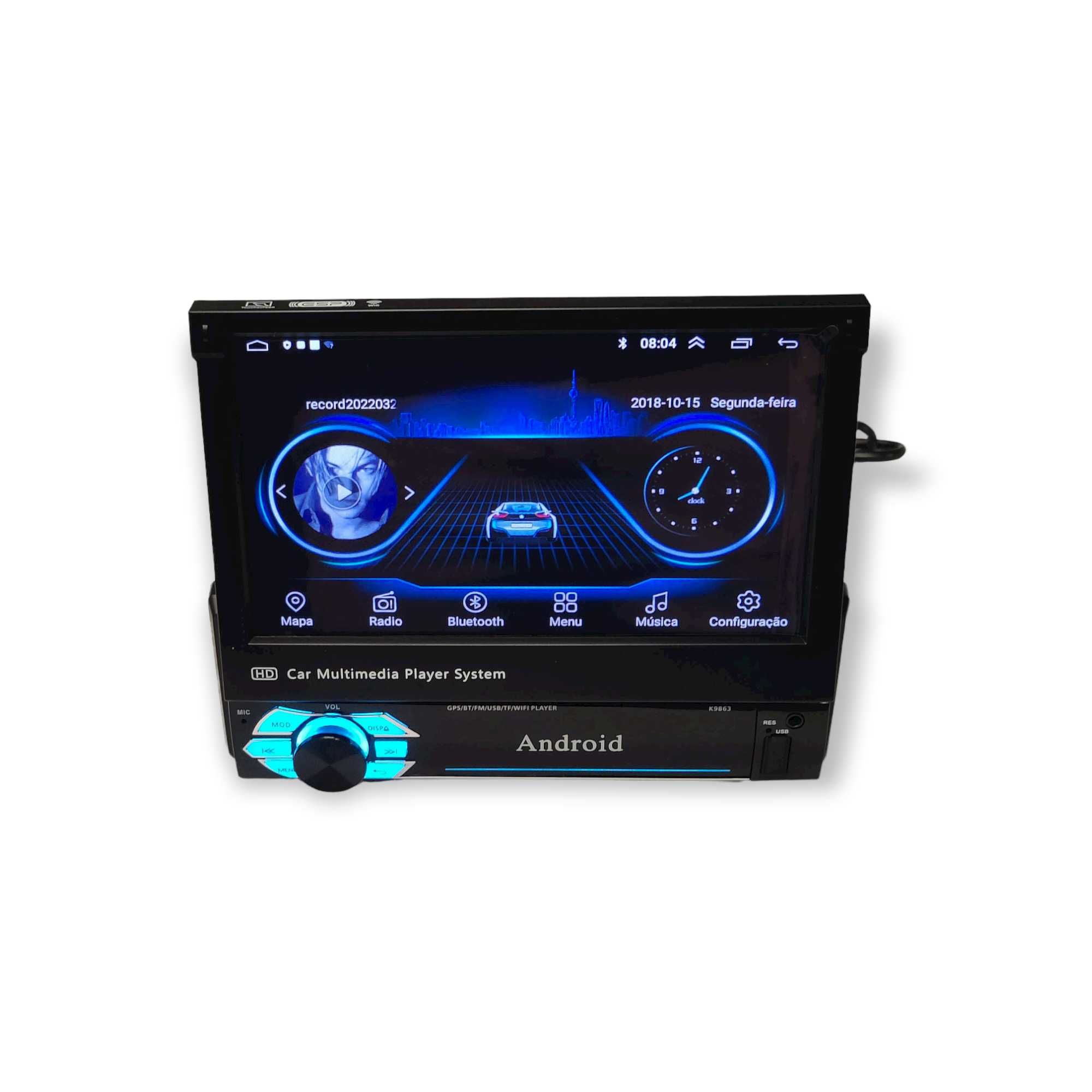 Rádio 1 DIN Android Abertura automática - GPS WIFI Bluetooth NOVO