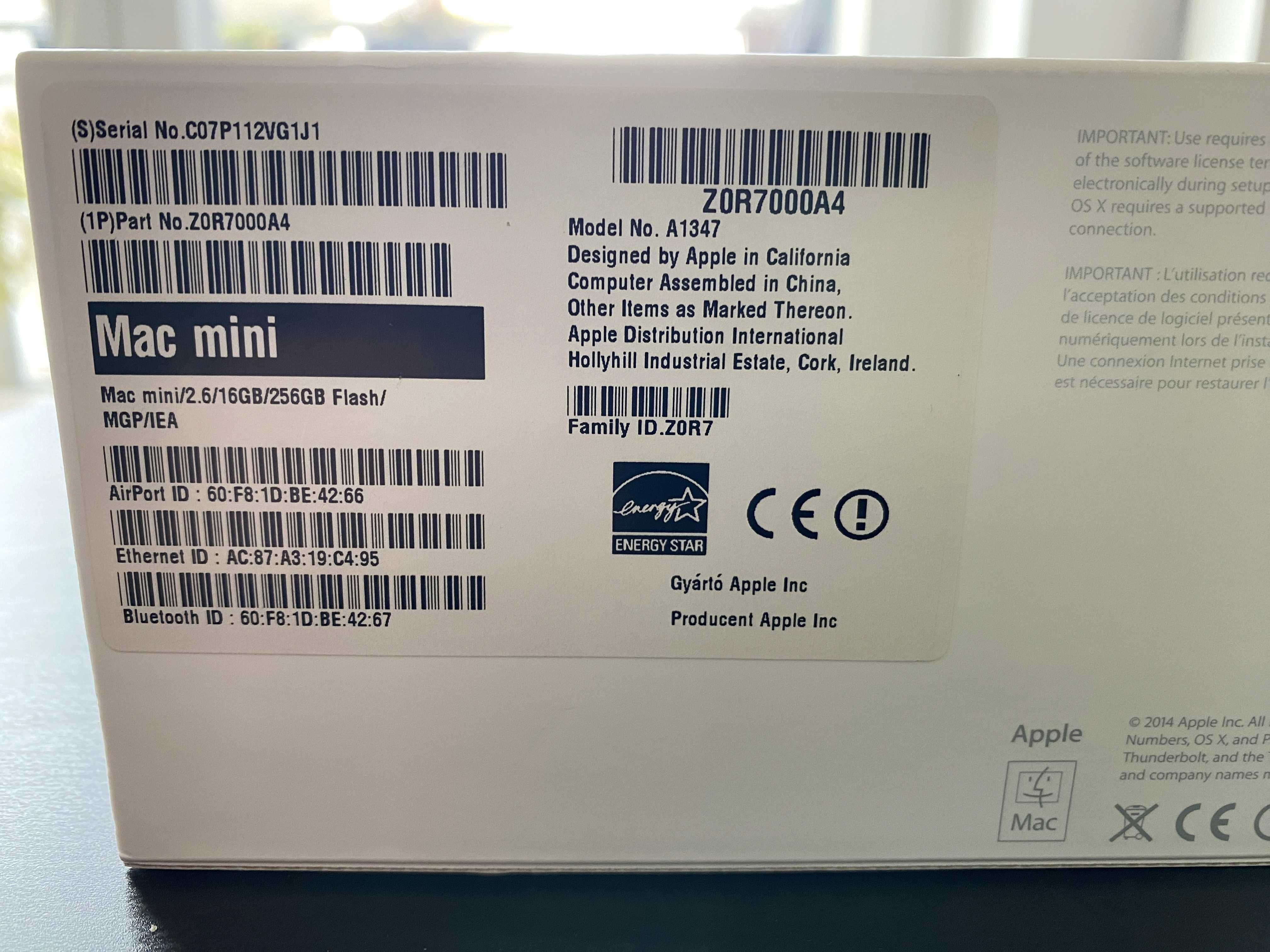 Apple Mac Mini i5 2.6/16GB RAM/SSD 256GB Late 2014 + GRATIS