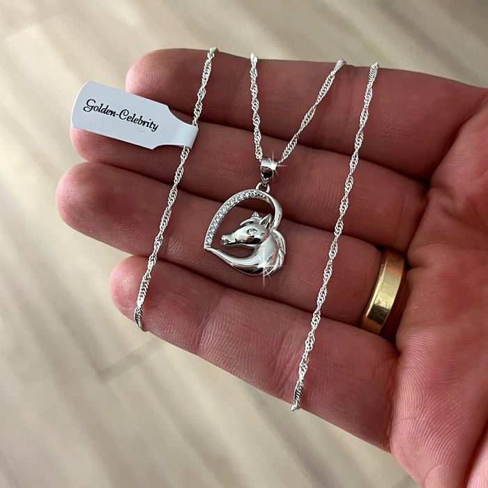 Naszyjnik Srebrny Koń / Łańcuszek + Zawieszka Pr. 925 + Gratisy + Dedy