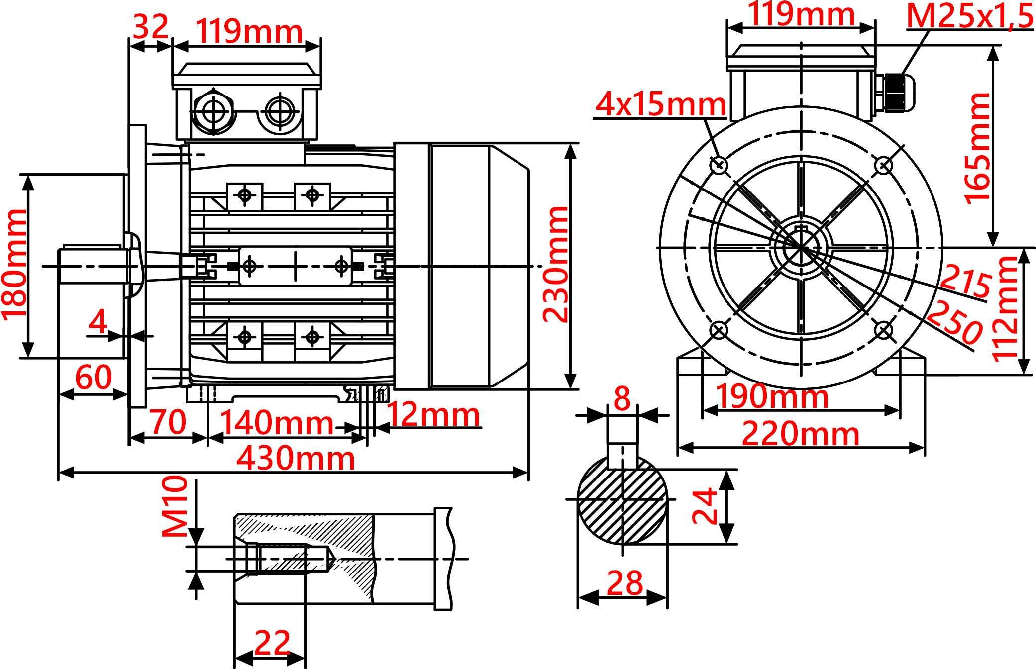 SILNIK Elektryczny Z KOŁNIERZEM 4kW 400/690V 2870 OBR 3-FAZOWY [4051]